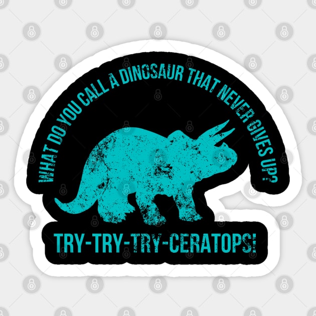 Dinosaur Triceratops Funny Pun Sticker by Juliet & Gin